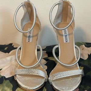 Steve Madden Silver Snake Heels
